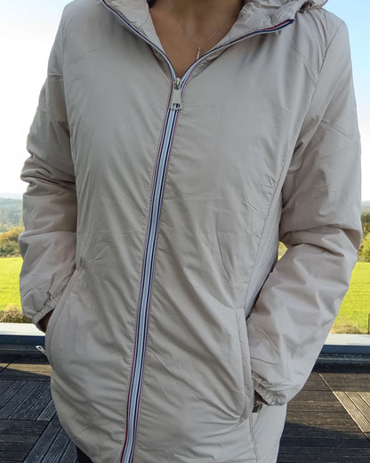Melya Melody - Manteau court fourré imperméable légerement cintré beige Melya Melody