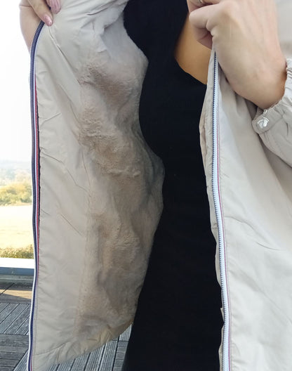 Melya Melody - Manteau court fourré imperméable légerement cintré beige Melya Melody