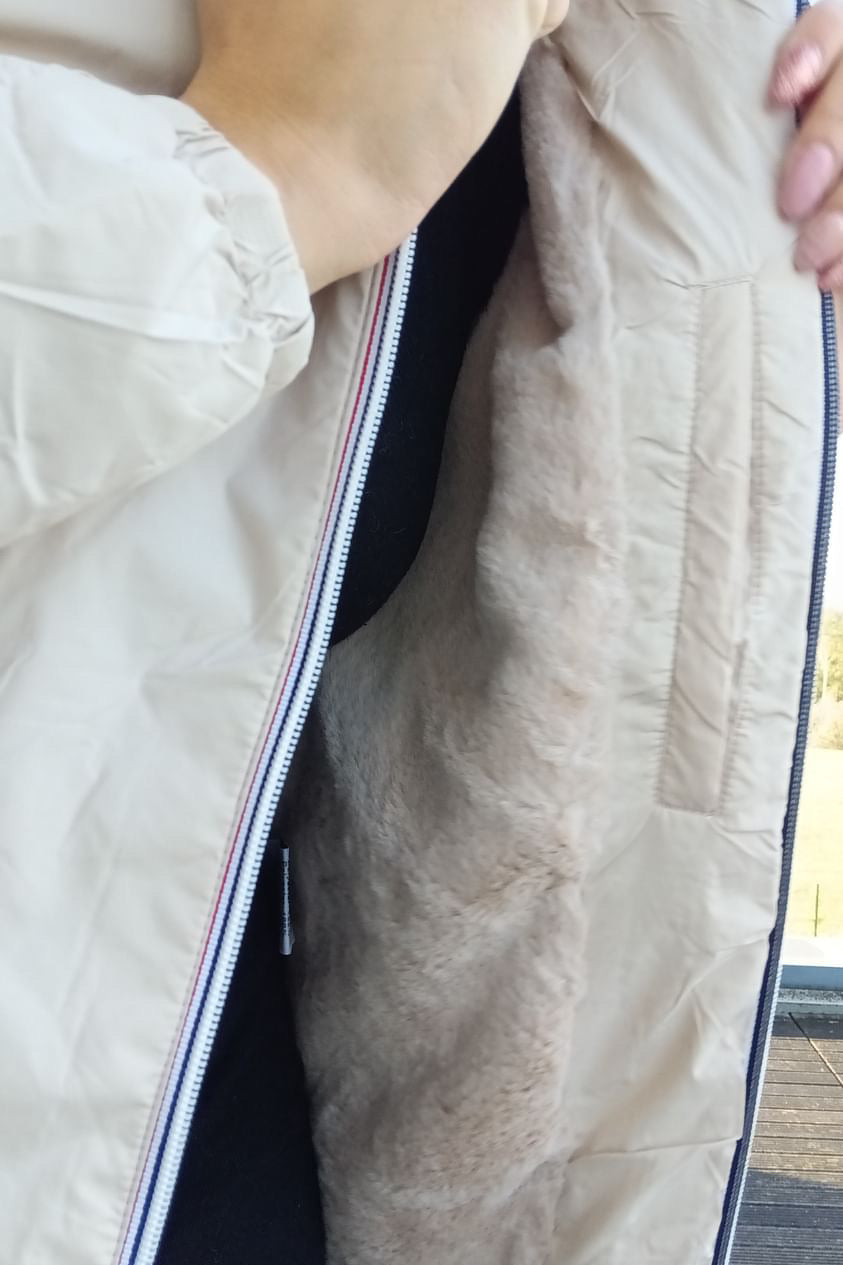 Melya Melody - Manteau court fourré imperméable légerement cintré beige Melya Melody
