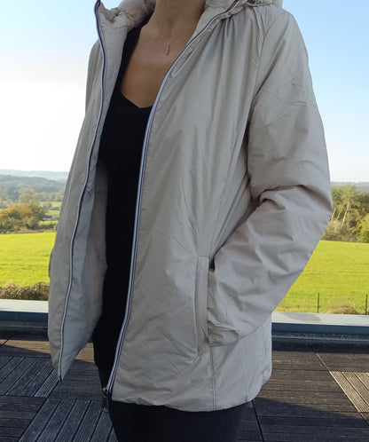 Melya Melody - Manteau court fourré imperméable légerement cintré beige Melya Melody