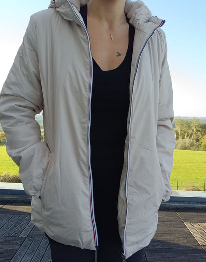 Melya Melody - Manteau court fourré imperméable légerement cintré beige Melya Melody