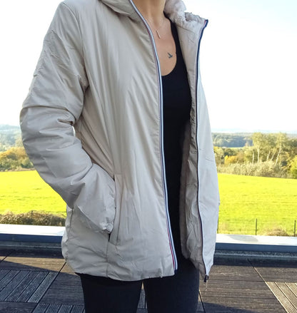 Melya Melody - Manteau court fourré imperméable légerement cintré beige Melya Melody