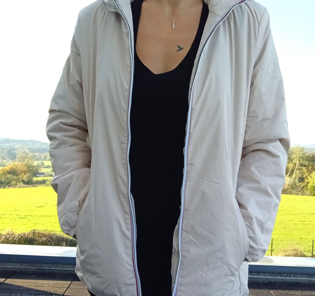 Melya Melody - Manteau court fourré imperméable légerement cintré beige Melya Melody
