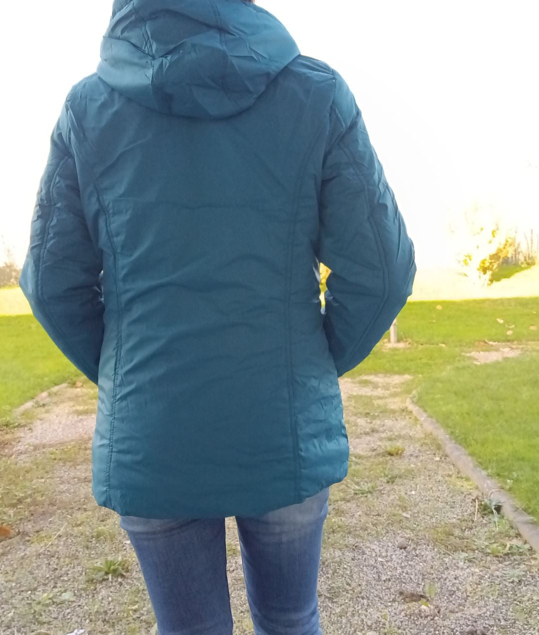 Melya Melody - Manteau court fourré imperméable légerement cintré bleu canard Melya Melody