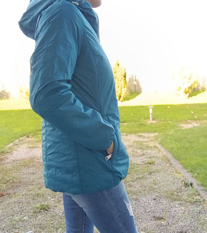 Melya Melody - Manteau court fourré imperméable légerement cintré bleu canard Melya Melody