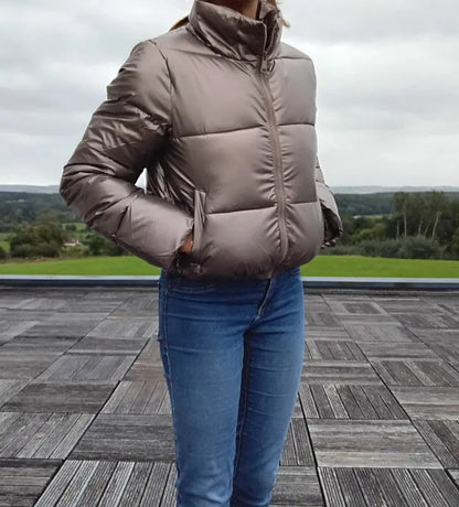 Melya Melody - Manteau court imperméable matelassé bronze brillant Melya Melody