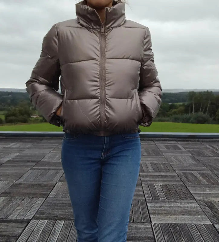 Melya Melody - Manteau court imperméable matelassé bronze brillant Melya Melody