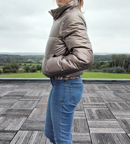 Melya Melody - Manteau court imperméable matelassé bronze brillant Melya Melody