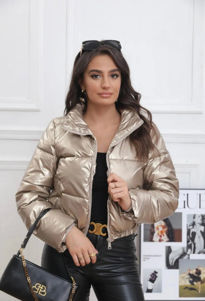 Melya Melody - Manteau court imperméable matelassé doré Melya Melody