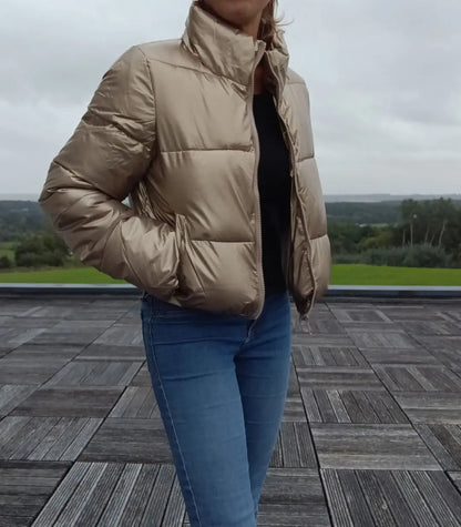 Melya Melody - Manteau court imperméable matelassé doré Melya Melody