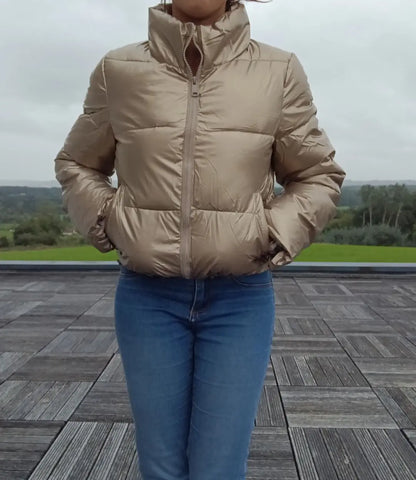 Melya Melody - Manteau court imperméable matelassé doré Melya Melody