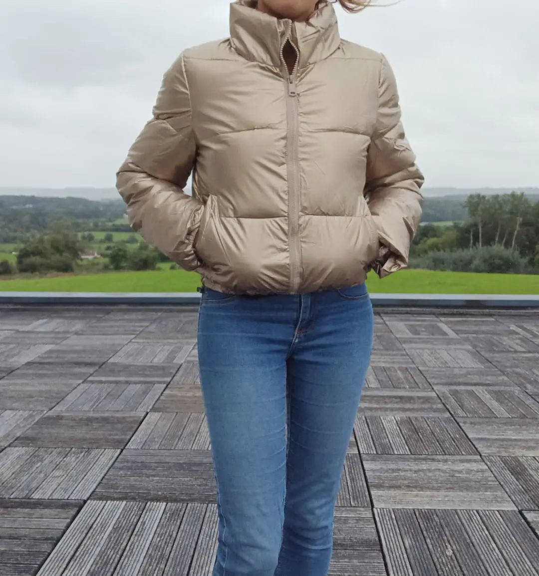 Melya Melody - Manteau court imperméable matelassé doré Melya Melody
