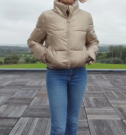 Melya Melody - Manteau court imperméable matelassé doré Melya Melody