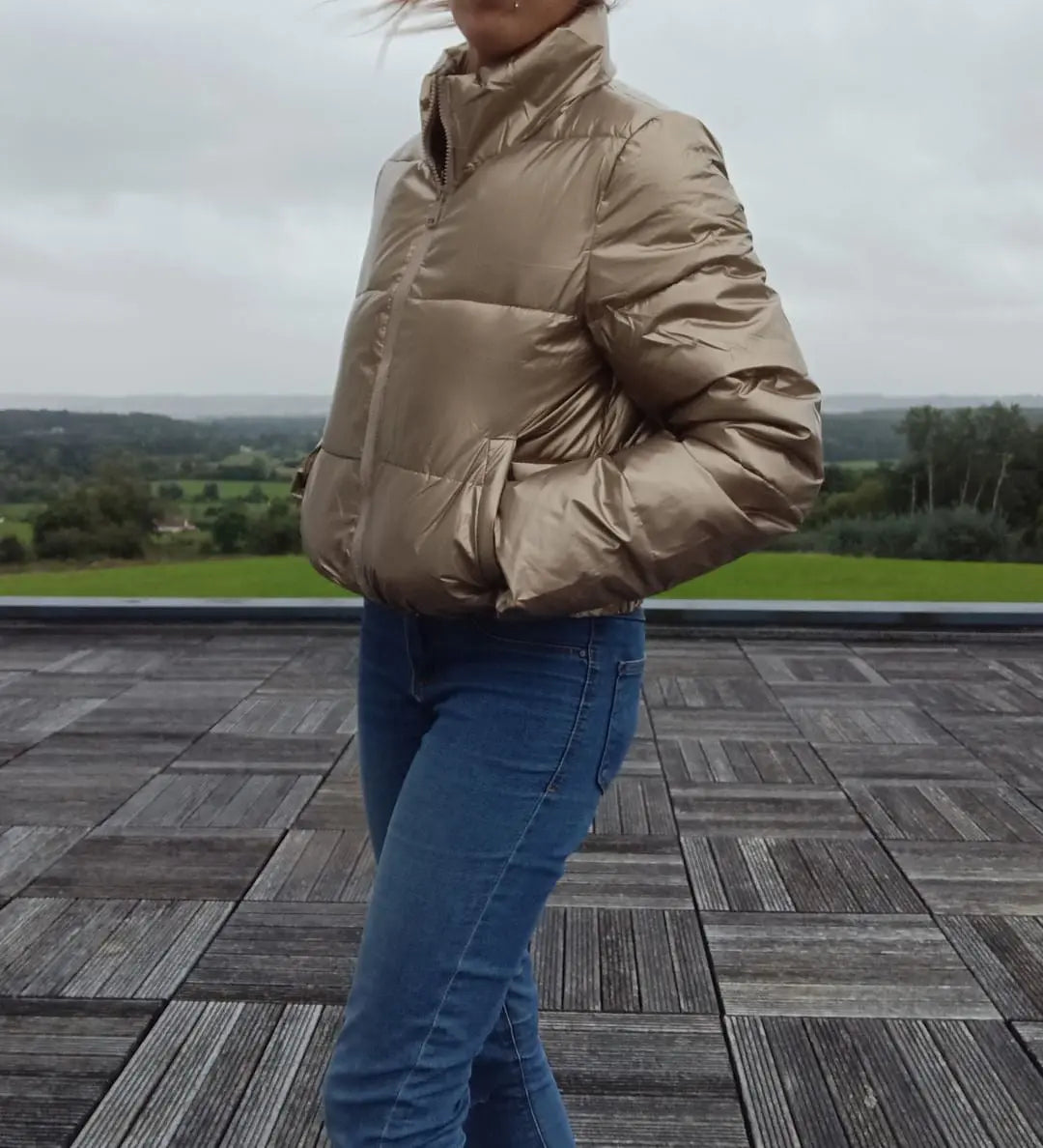 Melya Melody - Manteau court imperméable matelassé doré Melya Melody