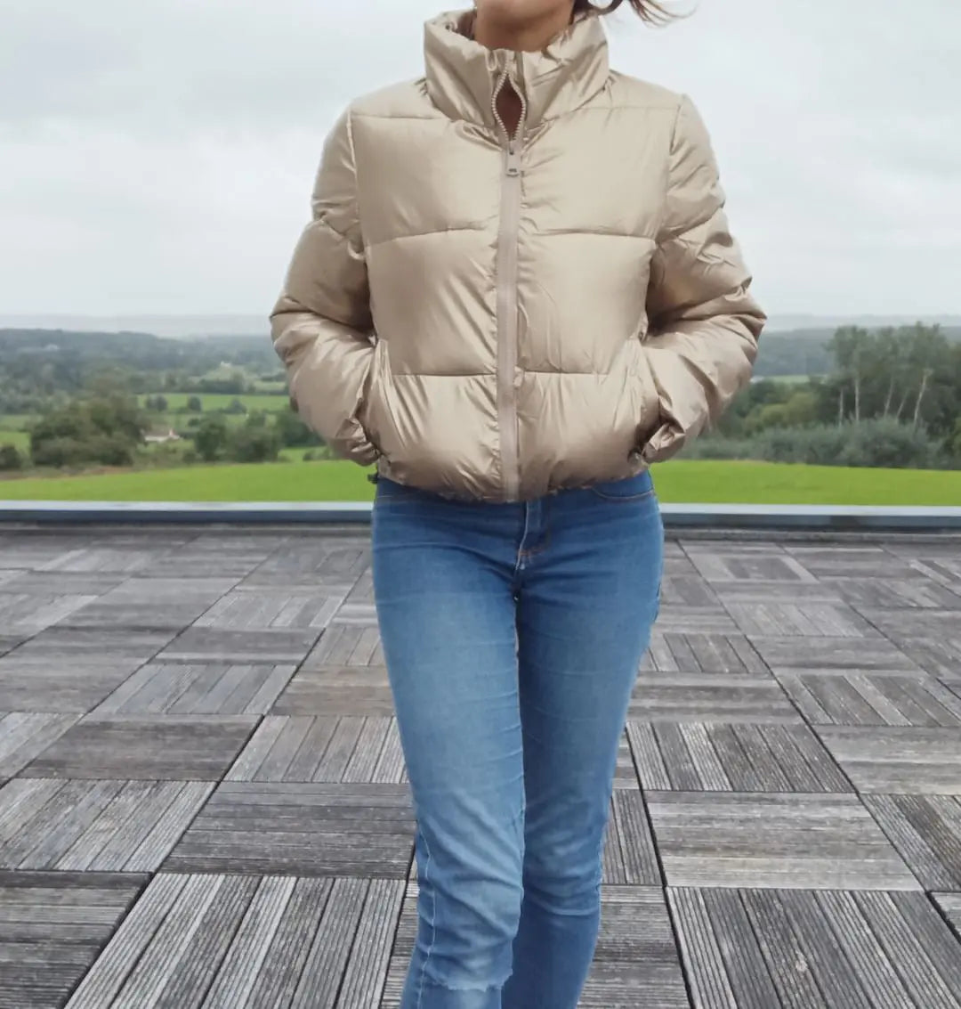 Melya Melody - Manteau court imperméable matelassé doré Melya Melody