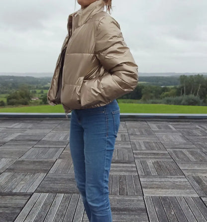 Melya Melody - Manteau court imperméable matelassé doré Melya Melody