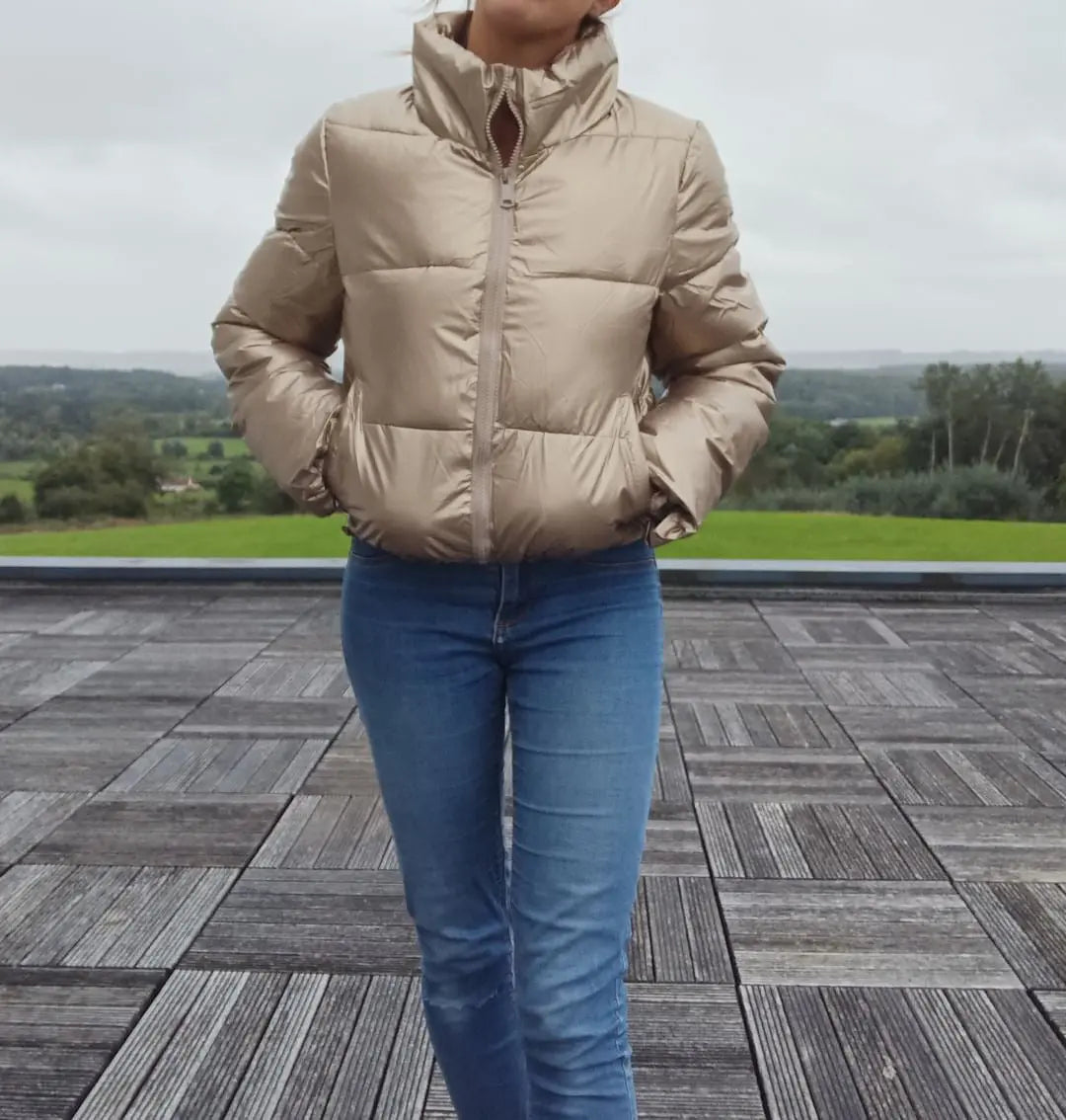 Melya Melody - Manteau court imperméable matelassé doré Melya Melody