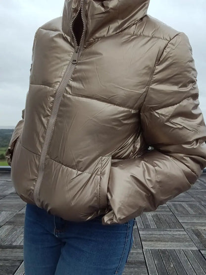 Melya Melody - Manteau court imperméable matelassé doré Melya Melody
