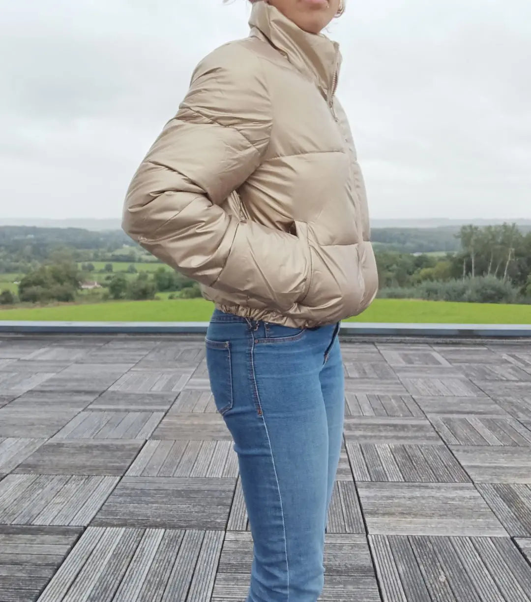 Melya Melody - Manteau court imperméable matelassé doré Melya Melody