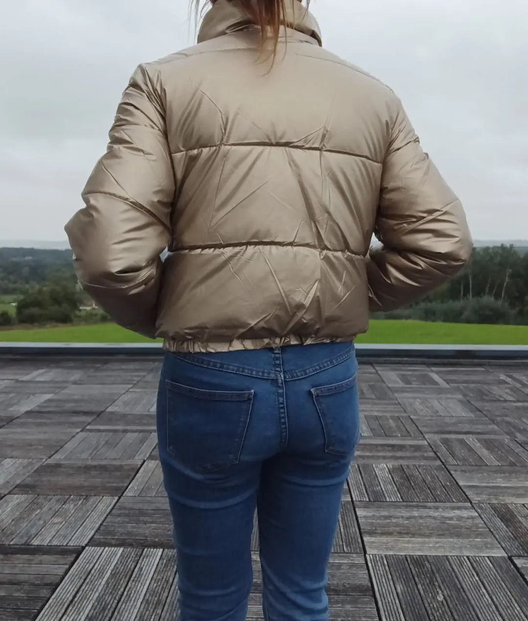 Melya Melody - Manteau court imperméable matelassé doré Melya Melody