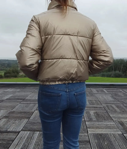 Melya Melody - Manteau court imperméable matelassé doré Melya Melody