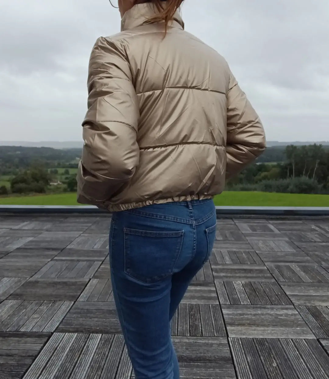 Melya Melody - Manteau court imperméable matelassé doré Melya Melody