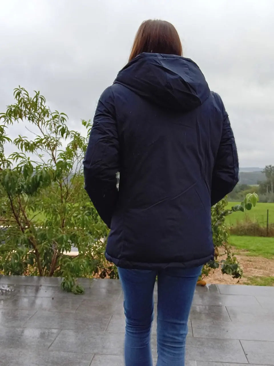 Melya Melody - Manteau court réversible et imperméable matelassé bleu marine/doré Melya Melody