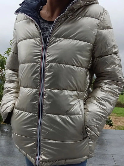 Melya Melody - Manteau court réversible et imperméable matelassé bleu marine/doré Melya Melody