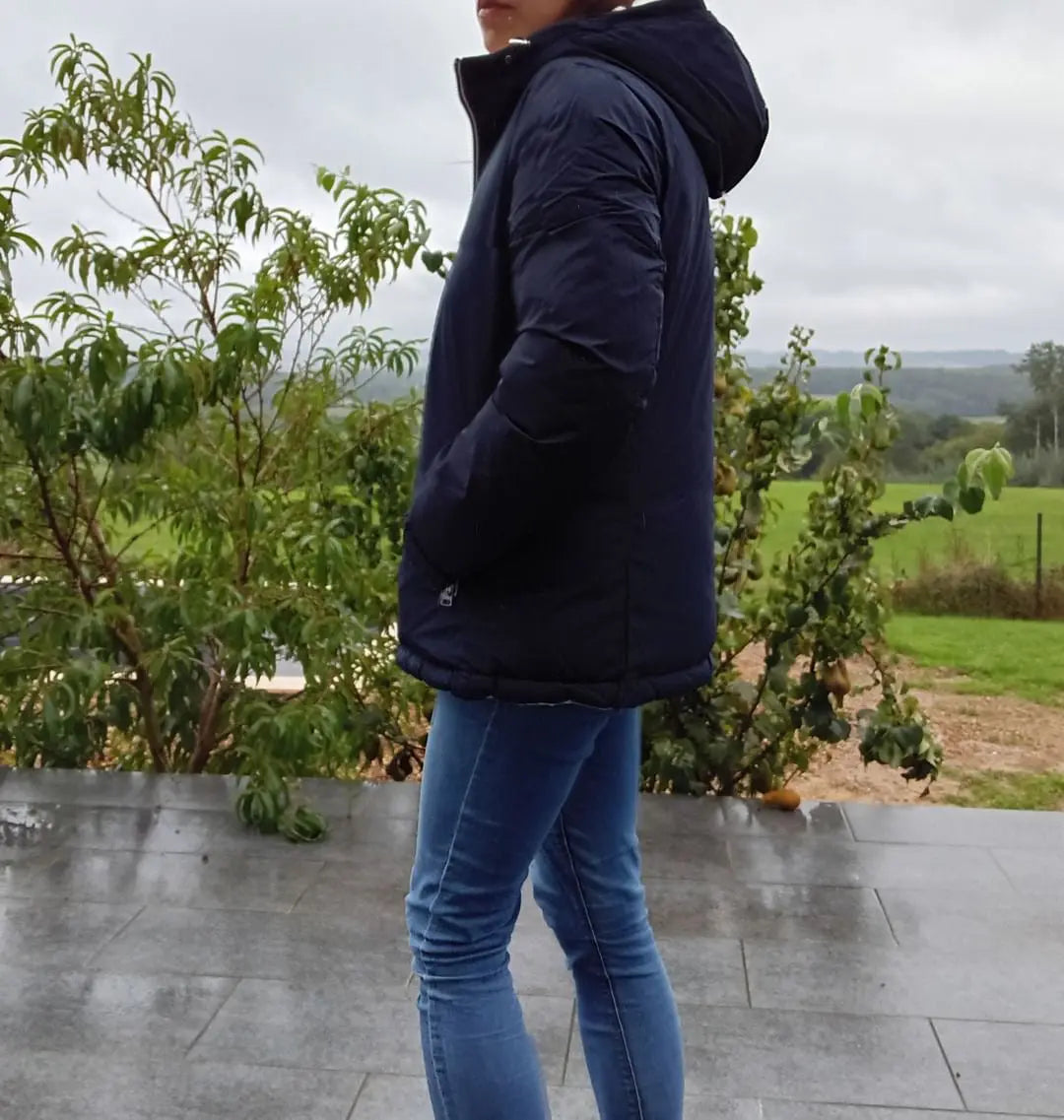 Melya Melody - Manteau court réversible et imperméable matelassé bleu marine/doré Melya Melody