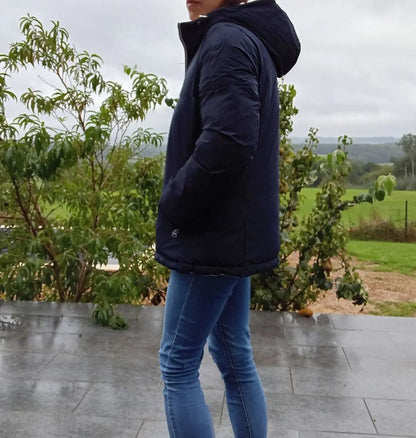 Melya Melody - Manteau court réversible et imperméable matelassé bleu marine/doré Melya Melody