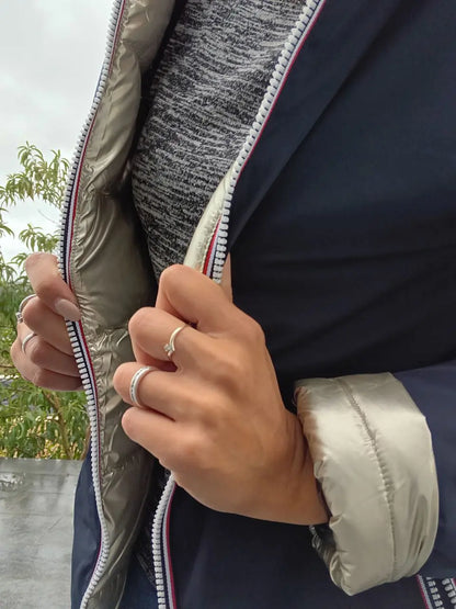 Melya Melody - Manteau court réversible et imperméable matelassé bleu marine/doré Melya Melody