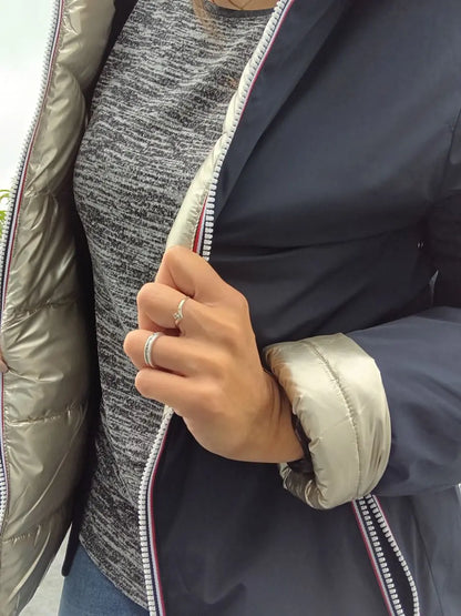 Melya Melody - Manteau court réversible et imperméable matelassé bleu marine/doré Melya Melody