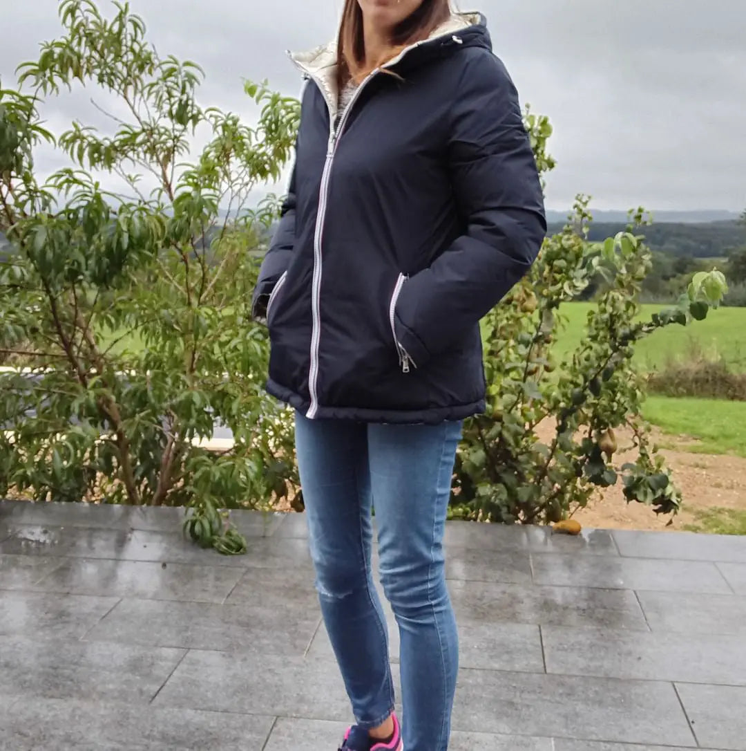 Melya Melody - Manteau court réversible et imperméable matelassé bleu marine/doré Melya Melody