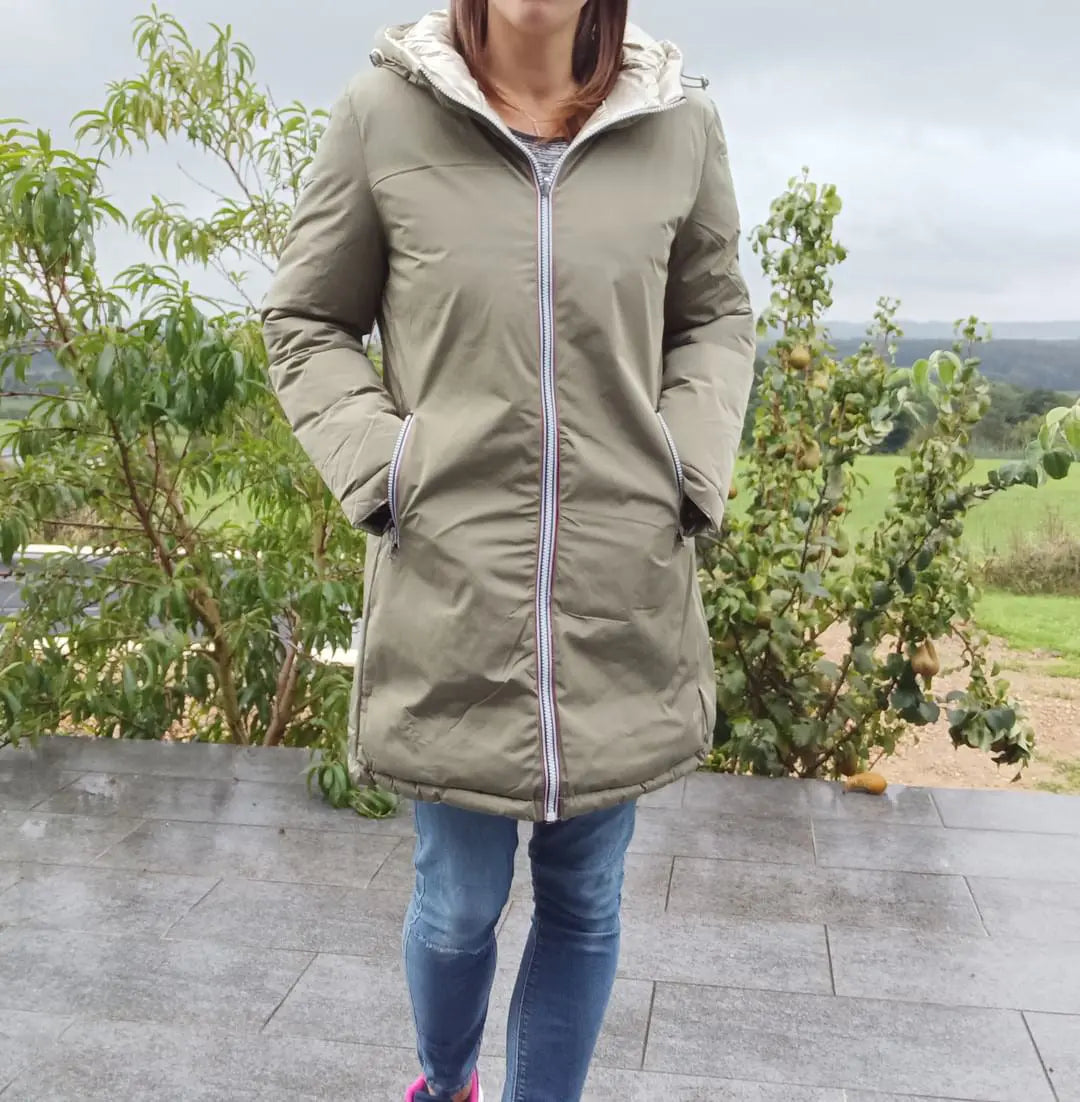 Melya Melody - Manteau long réversible et imperméable matelassé kaki clair/doré Melya Melody