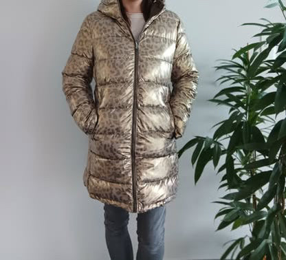 Melya Melody - Manteau long réversible et imperméable matelassé kaki marron/léopard - Le Petit Placard