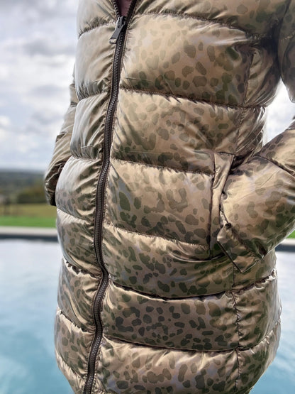 Melya Melody - Manteau long réversible et imperméable matelassé kaki marron/léopard Melya Melody