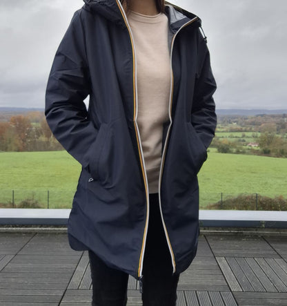 Melya Melody - Manteau mi long sous les fesses léger imperméable sans doublure bleu marine Melya Melody