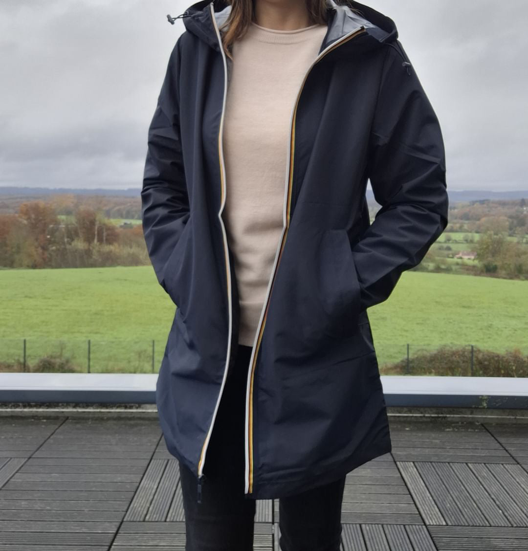Melya Melody - Manteau mi long sous les fesses léger imperméable sans doublure bleu marine Melya Melody