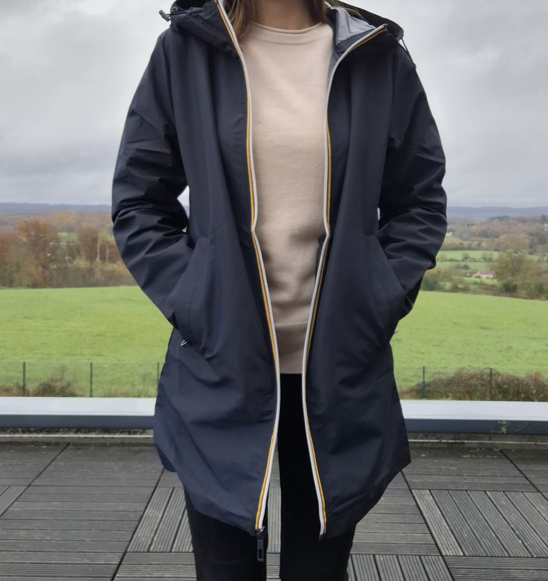 Melya Melody - Manteau mi long sous les fesses léger imperméable sans doublure bleu marine Melya Melody