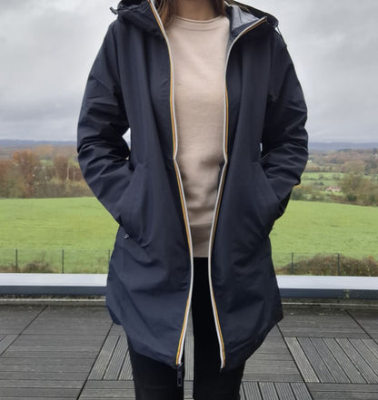 Melya Melody - Manteau mi long sous les fesses léger imperméable sans doublure bleu marine Melya Melody
