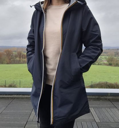 Melya Melody - Manteau mi long sous les fesses léger imperméable sans doublure bleu marine Melya Melody