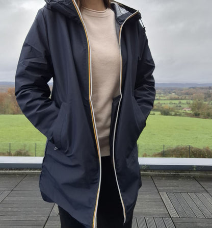 Melya Melody - Manteau mi long sous les fesses léger imperméable sans doublure bleu marine Melya Melody