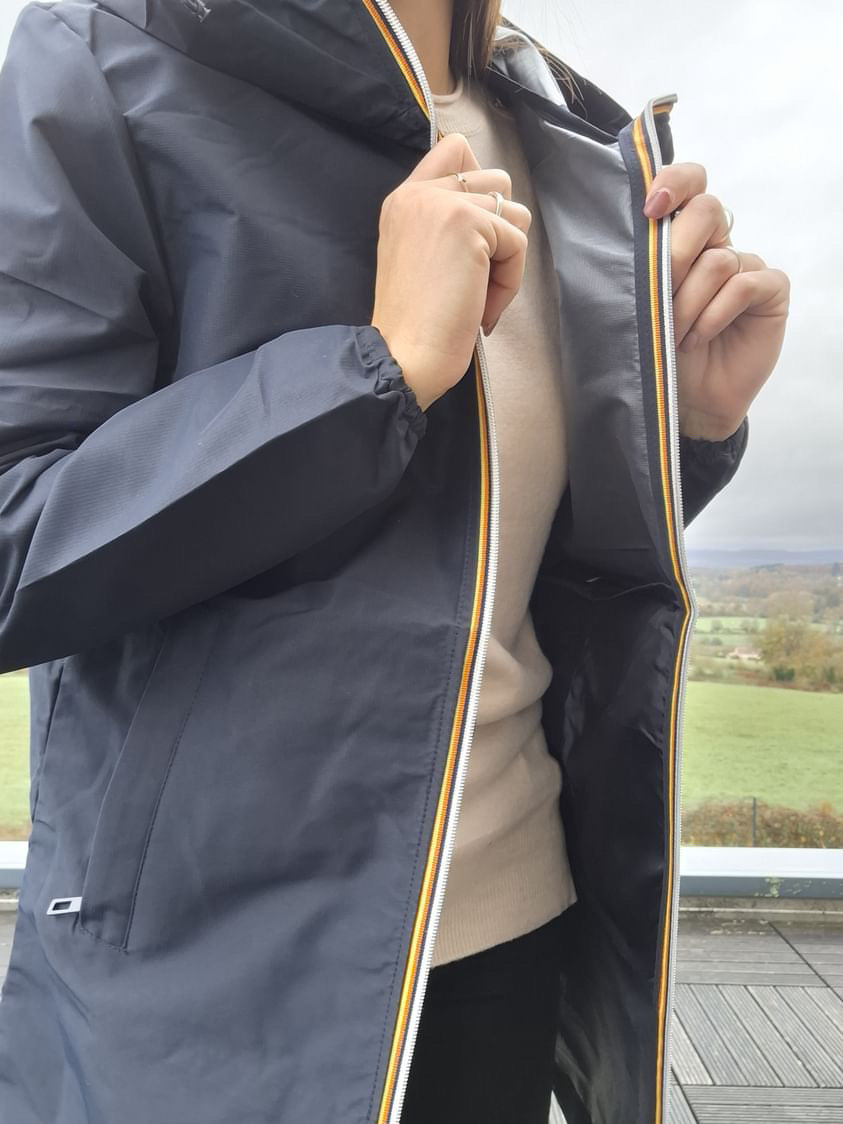 Melya Melody - Manteau mi long sous les fesses léger imperméable sans doublure bleu marine Melya Melody