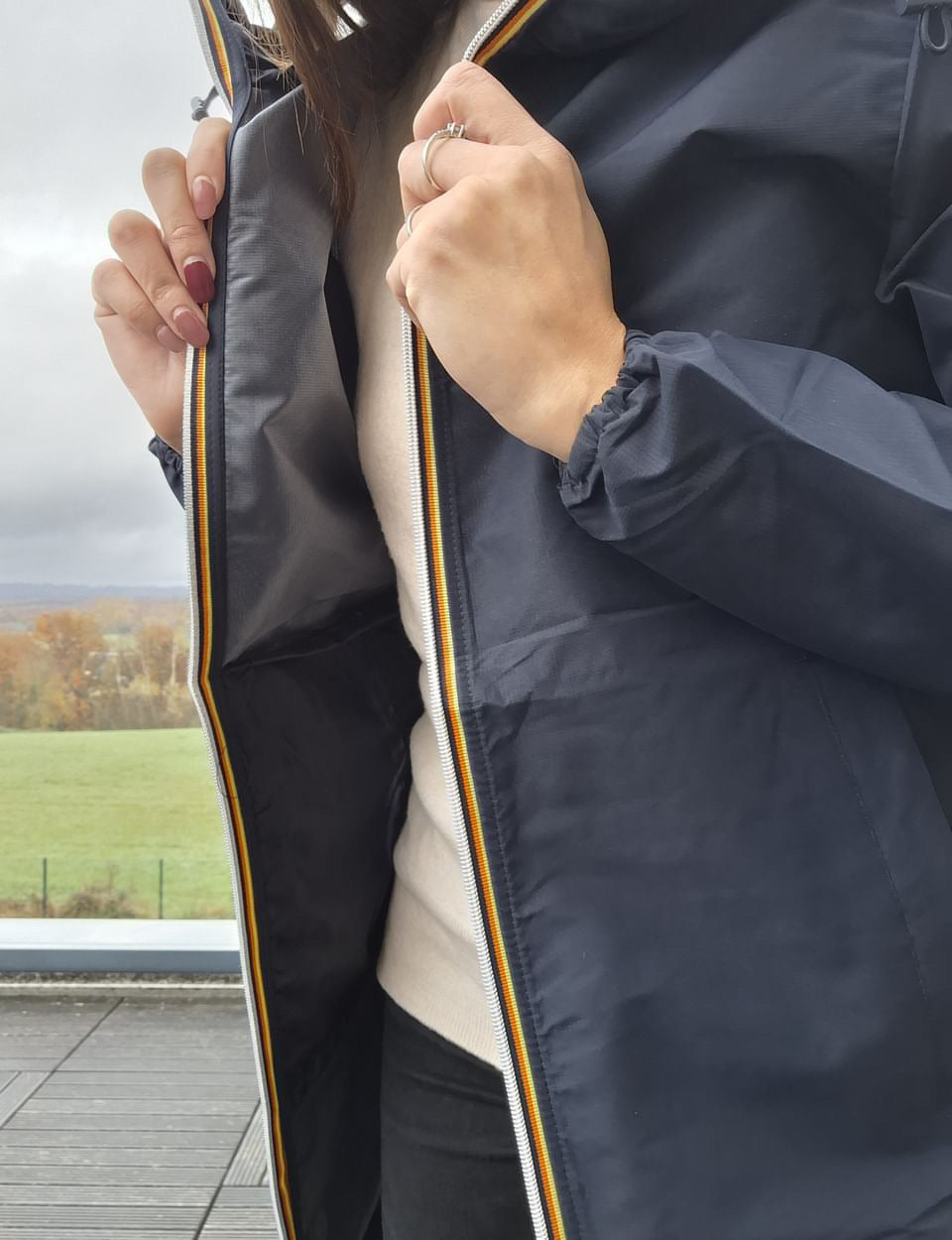 Melya Melody - Manteau mi long sous les fesses léger imperméable sans doublure bleu marine Melya Melody