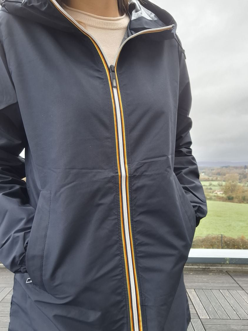 Melya Melody - Manteau mi long sous les fesses léger imperméable sans doublure bleu marine Melya Melody