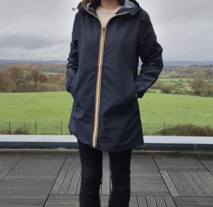 Melya Melody - Manteau mi long sous les fesses léger imperméable sans doublure bleu marine Melya Melody