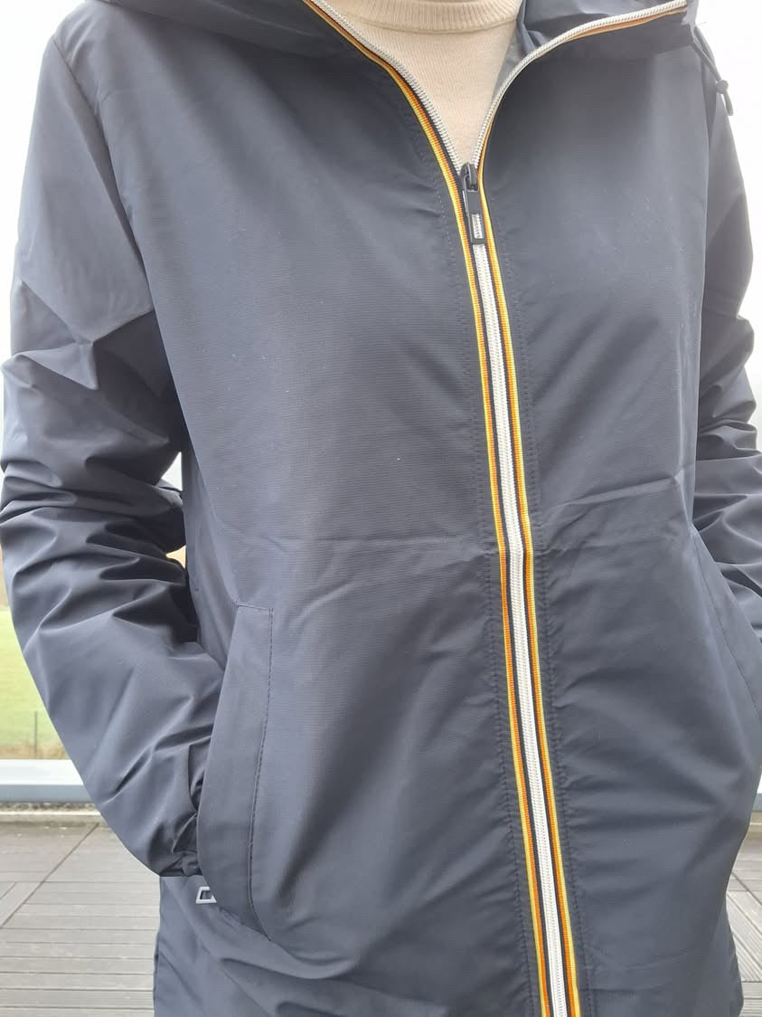 Melya Melody - Manteau mi long sous les fesses léger imperméable sans doublure bleu marine Melya Melody