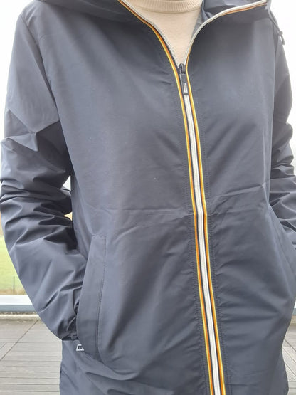 Melya Melody - Manteau mi long sous les fesses léger imperméable sans doublure bleu marine Melya Melody