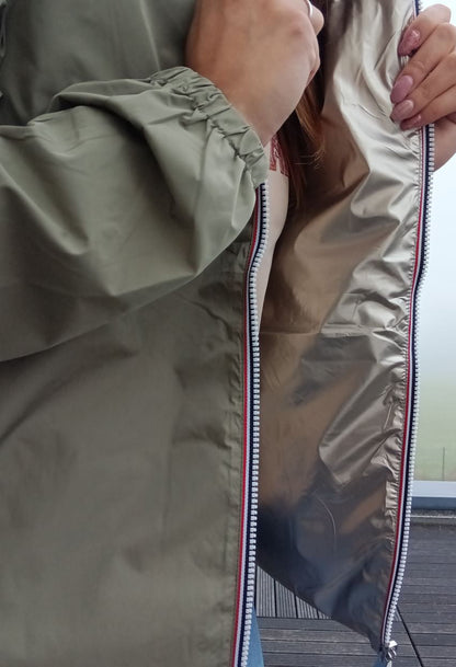 Melya Melody - Manteau court léger imperméable kaki réversible doré Melya Melody