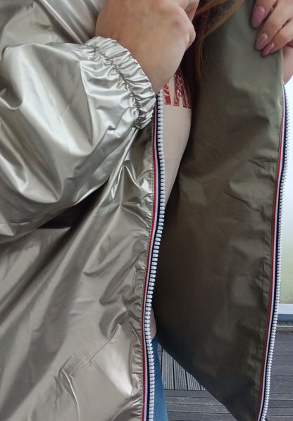 Melya Melody - Manteau court léger imperméable kaki réversible doré Melya Melody